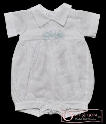 Will Beth Romper gesmoked Eisenbahn weiss/blau, *Gr. 44